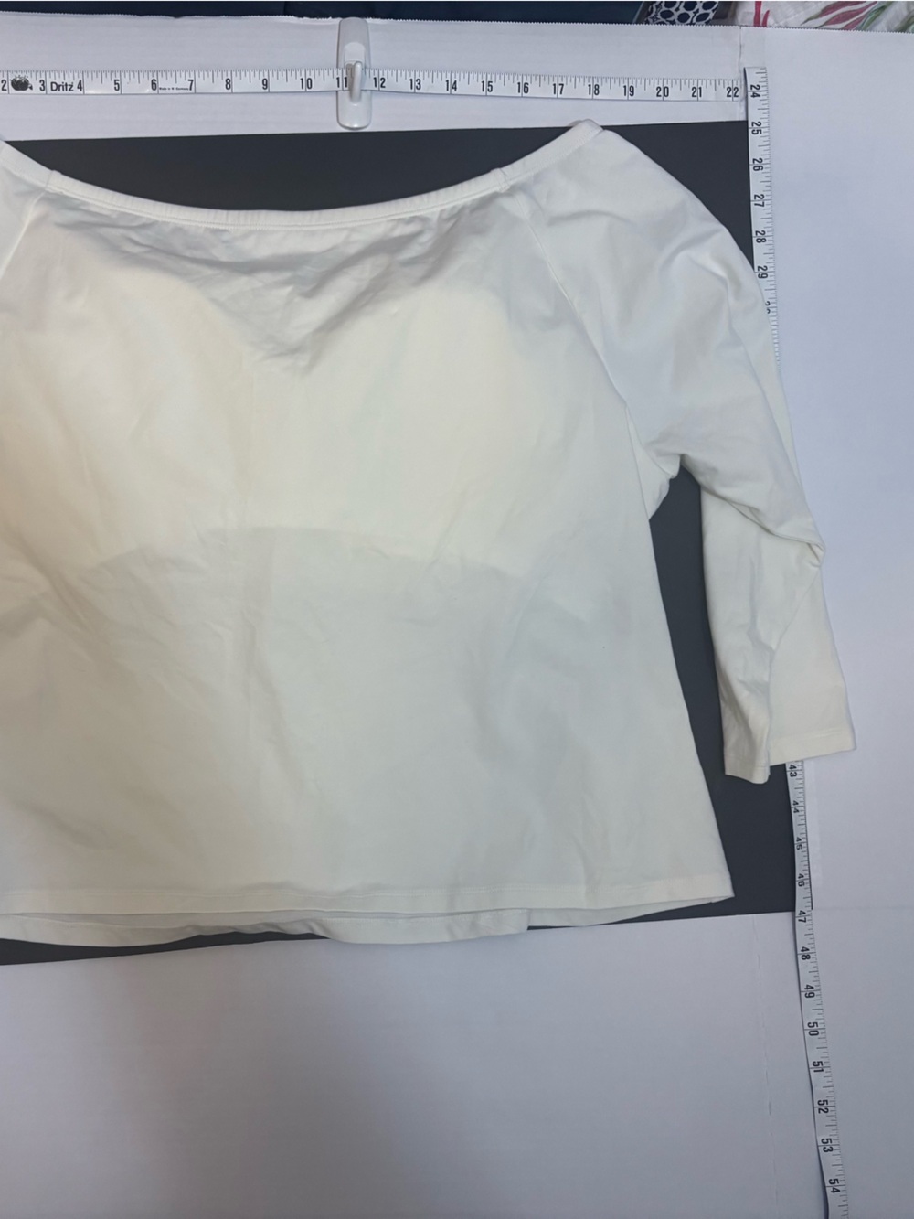 2X BRA TOP Soft Surroundings Off shoulder White Boatneck 3/4 Long Sleeve